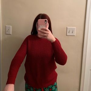 Red knit sweater